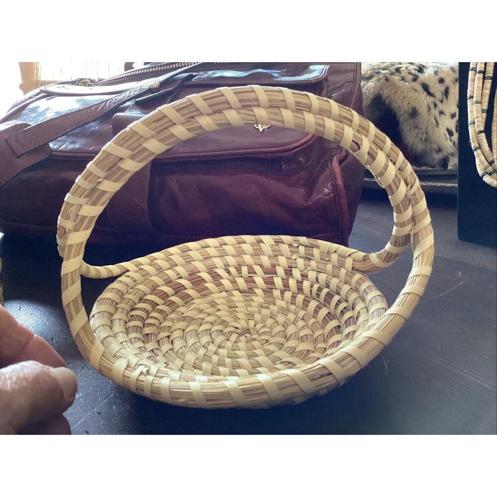 Gullah South Carolina Charleston Sweetgrass Basket Double Handle - Picture 3 of 11
